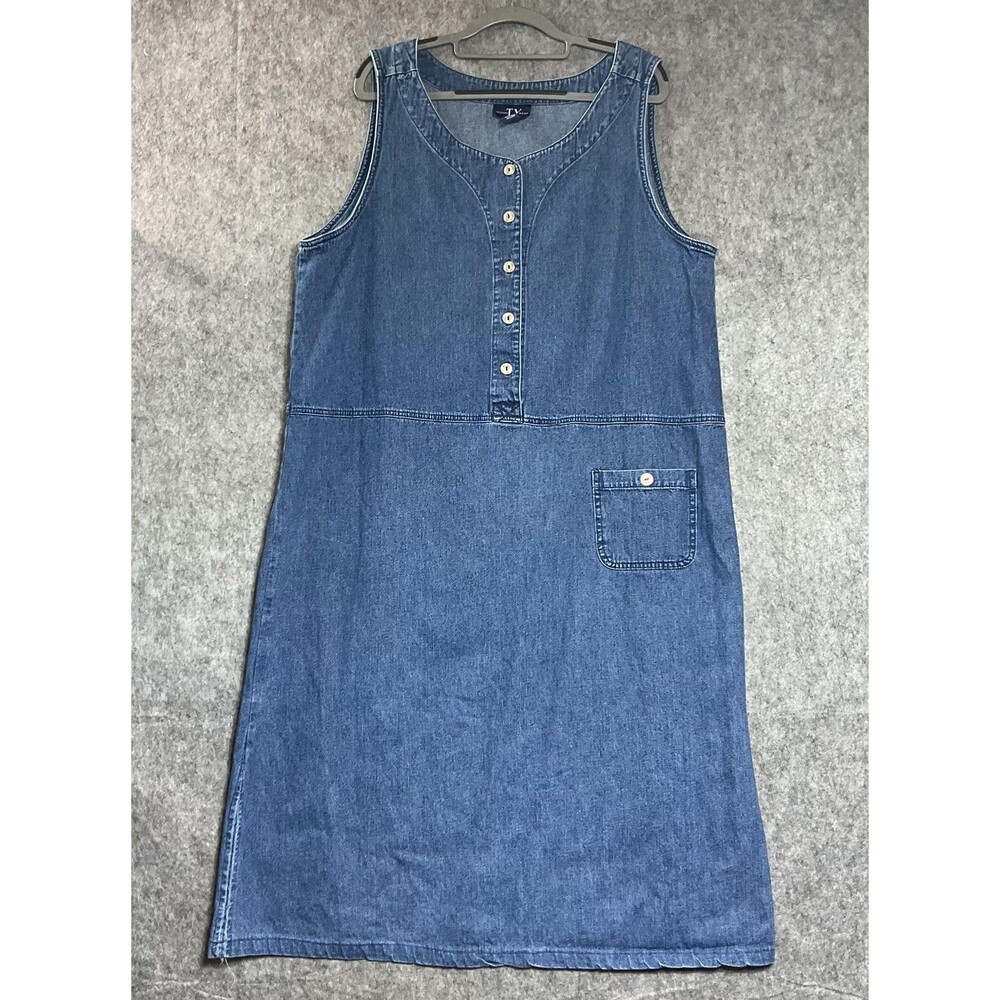 Original TY Wear Dress Womens 16W Blue Denim Shift Tank Maxi Cotton Prairie